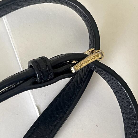 Michael Kors Black Leather Crossbody Bag Gold Chain Handbag Purse - Picture 6 of 12